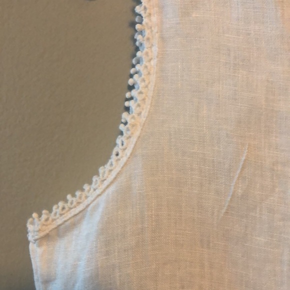 Laura Bianchi Top Tank Sleeveless Coastal Linen Crochet White SZ S Made in Italy - Picture 3 of 6